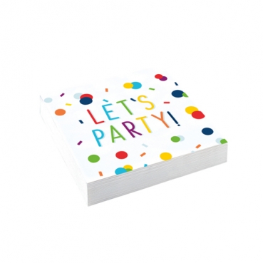 20er Pack Cocktail Servietten -Let's Party-, bunt, 25 x 25 cm
