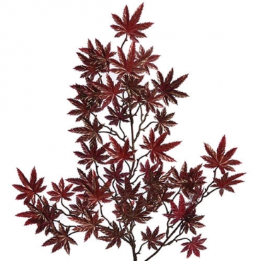 Kunstblume Ahornblätterzweig in Bordeaux/Gold, 66 cm.