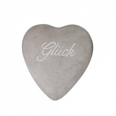 Beton Herz -Glück- in Grau/Weiß, 80 mm