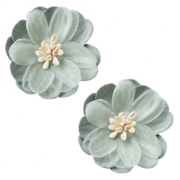 2 Florella Blumen handgemacht in Eukalyptus, 45 mm