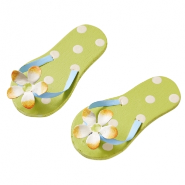 1 Paar Deko Flip Flops in Hellgrün mit Punkten, 60 mm