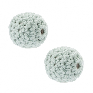 2 Häkel Perlen in Mintgrün, 20 mm, zum Basteln