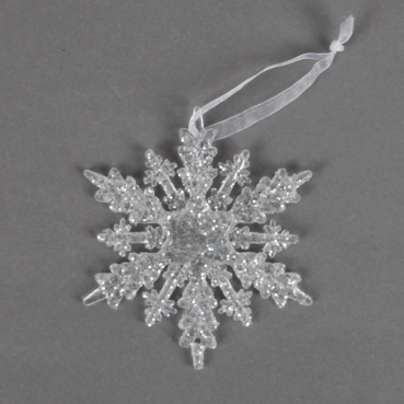 Deko Eiskristall in Glas-Optik mit Glitzer zum Aufhängen, Nr. 1, 10,5 cm