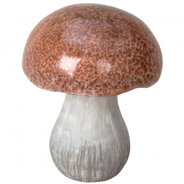 Großer Keramik Pilz in Braun/Grau, 16,5 cm