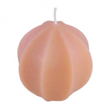 Kugelkerze, Kaktuskerze mit Rillen in Peach, 72 x 71 mm, 20 h Brenndauer