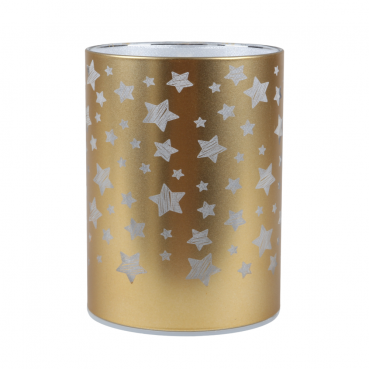 Deko LED-Licht Zylinder, Sternenzauber in Gold, 9 x 12,5 cm