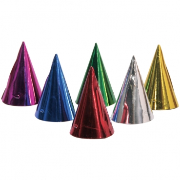 6 Partyhütchen, bunt metallic