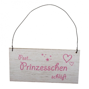 Holz Dekoschild Prinzesschen schläft zum Aufhängen, 22 cm