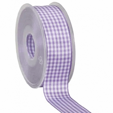 25 Meter Tischband, Dekoband Vichy, Karo in Lavendel/Weiß, 40 mm