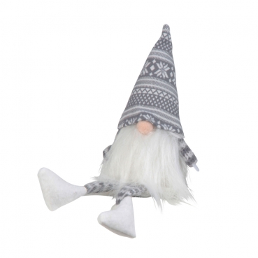 Deko Wichtel Kantenhocker mit Schlackerbeinen, in Grau, 22 cm