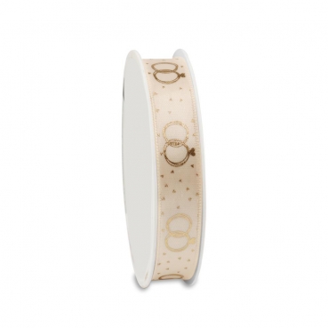 3 Meter Tischband Hochzeit, Eheringe in Creme/Gold, 15 mm