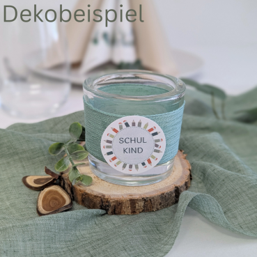 Dekobeispiel mit Holzscheibe, Kerzenteller, Untersetzer, 9 - 13 cm.