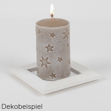Dekobeispiel mit dem Holztablett, Gesteckunterlage, quadratisch in Weiß, 15 cm.