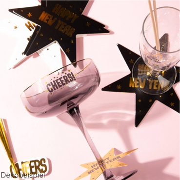 Dekobeispiel für Silvester Glasdeko Sticker.