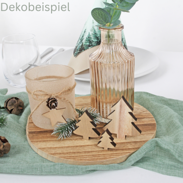 Dekobeispiel mit den Holz Streudeko Tannenbäume in Hellbraun, 30 - 65 mm.