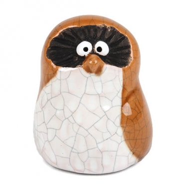 Keramik Eule, Crackle-Optik, Nr. 1, 60 mm