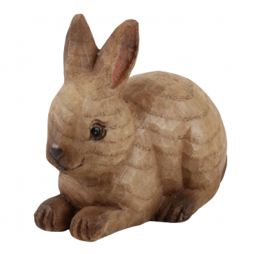 Dekofigur Osterhase in Holz-Optik, liegend, 12 cm