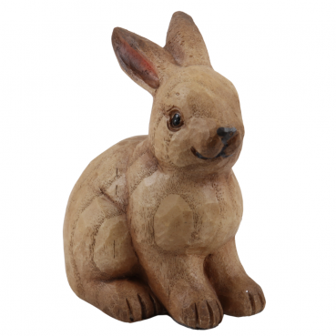 Dekofigur Osterhase in Holz-Optik, sitzend, 11 cm