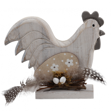 Holz Hahn mit Verzierung, 17 cm
