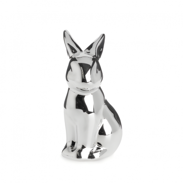 Kleiner Porzellan Osterhase in Silber, 10 cm