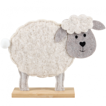 Dekofigur Filz Schaf auf Sockel, 23 cm