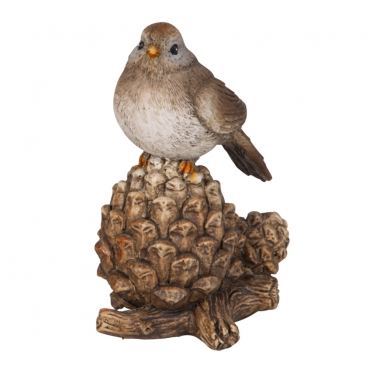Dekofigur Vogel auf Kiefernzapfen, 10,5 cm