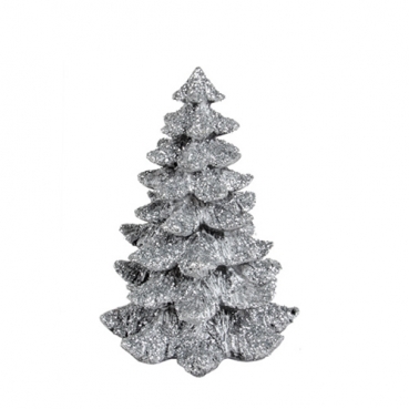 Kleiner Glitzer Tannenbaum, Weihnachtsbaum in Silber, 12 cm