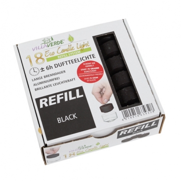 18 Wachsrohlinge, Duftteelichter Black für Refill System Hüllen, 6 h Brenndauer