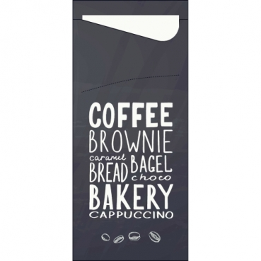 Duni Bestecktasche Sacchetto Bakery mit Serviette in Weiß, 8,5 x 19 cm