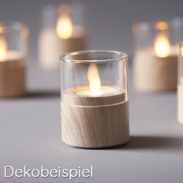 Dekobeispiel - Duni LED Kerzenhalter Neat, Light Wood, 70 mm