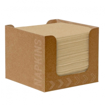 Duni Spenderbox mit 50 Bio Dunisoft Cocktail Servietten in Natural Brown, 20 x 20 cm