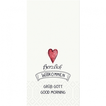 Duni Zelltuch Servietten Herzlich Willkommen, 2-lagig, ⅛ Falz, 33 x 33 cm, Sparpack