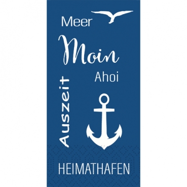 Duni Zelltuch Servietten Meer Freude, 2-lagig, ⅛ Falz, 33 x 33 cm, Großpack