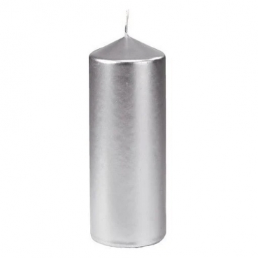Duni Stumpenkerze Metallic in Silber, 150 x 70 mm, 50 h Brenndauer