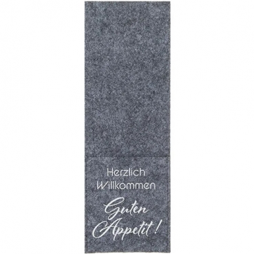 Filz Bestecktasche -Guten Appetit- in Hellgrau meliert, 26 cm