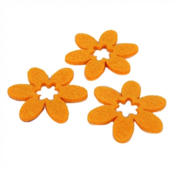 10 Streudeko Filz Blümchen in Orange, 40 mm