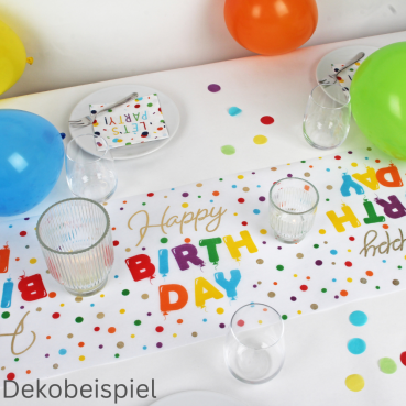 Dekobeispiel mit dem Tischdeko Paket Bunte Party.
