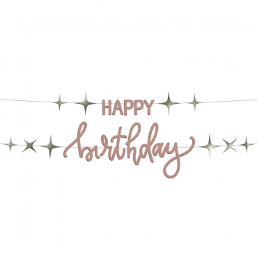 1 Meter Partykette Geburtstag -Happy Birthday- in Blush/Gold