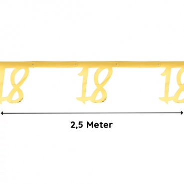 2,5 Meter Girlande, Geburtstag, -18- in Gold, 20,5 cm
