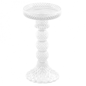 Großer Glas Kerzenständer Kristall-Optik für Stumpenkerzen, 17 cm