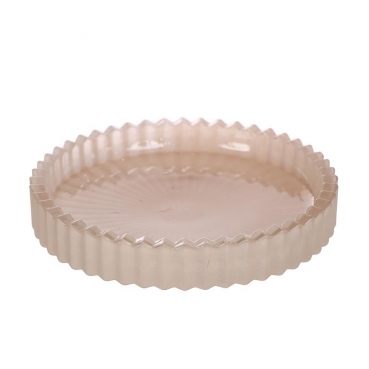 Glas Kerzenteller Elegant mit Rand in Nude matt, 98 mm