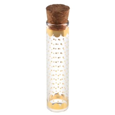 Glasröhrchen mit Korken, Verzierung in Gold, für Gastgeschenke, 11 cm