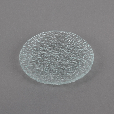 Glas Kerzenteller rund mit Struktur, 98 mm