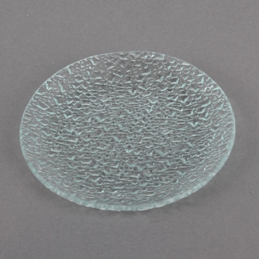 Glas Kerzenteller rund mit Struktur, 11,7 cm