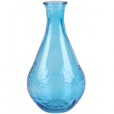 Glas Flaschen Vase Dahlia in Pazifikblau, 16 cm