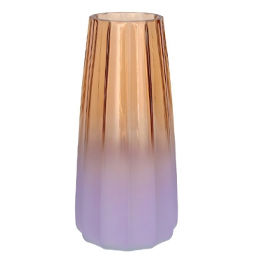 Glas Vase, Gemma, konisch, Farbverlauf in Lila/Orange, 21 cm