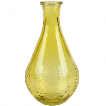 Glas Flaschen Vase Dahlia in Gelb, 16 cm