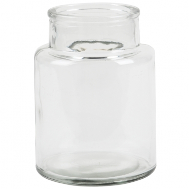 Glas Flaschen Väschen, große Öffnung, klar, 10 cm