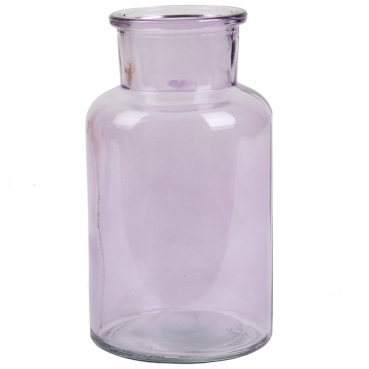 Glas Flaschen Väschen, große Öffnung, in Lila 12,5 cm