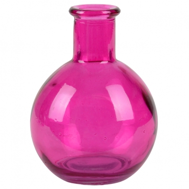 Glas Väschen kugelrund in Fuchsia, 10 cm